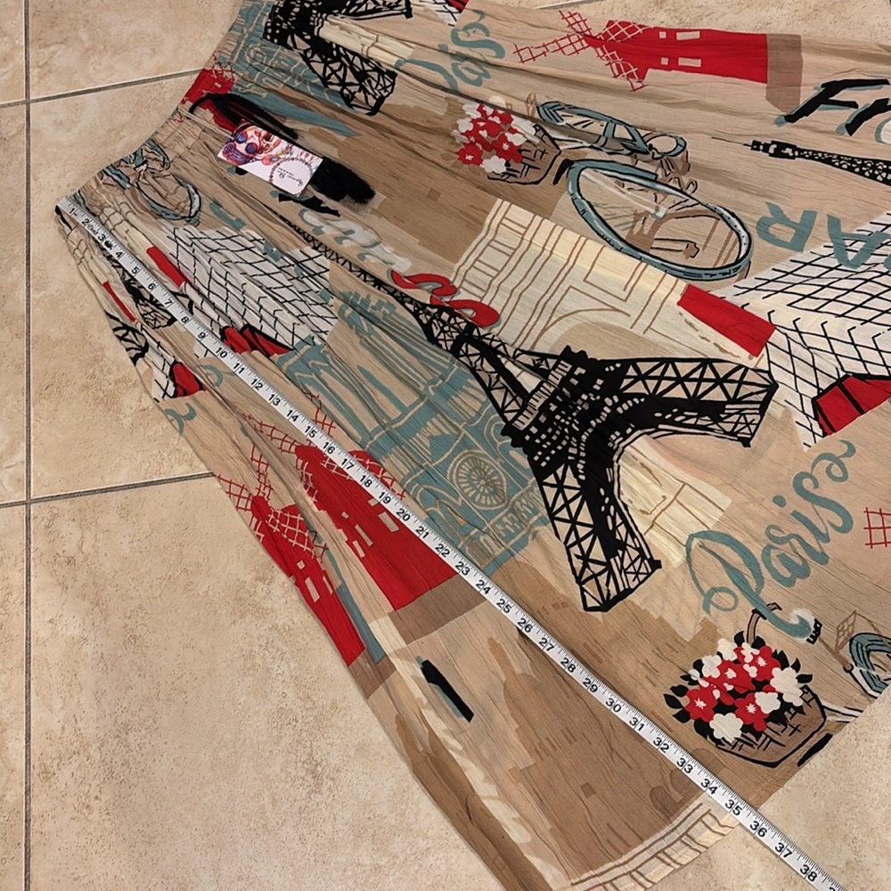Brand🆕🥰😍🥰 GYPSIE BLU Parisian Print Beige Maxi Skirt - Picture 12 of 13